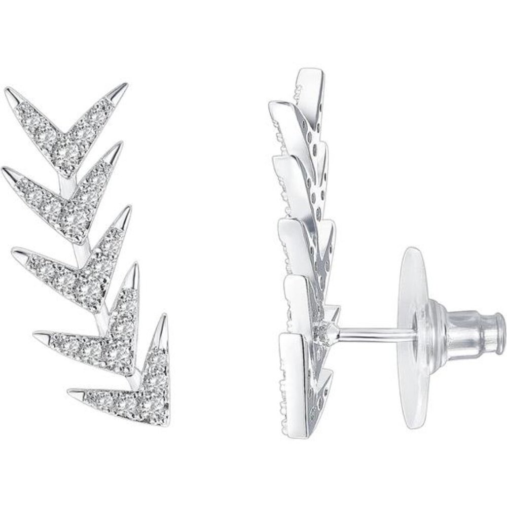 PAVOI 14K Gold Plated Cubic Zirconia Ear Crawler Earrings - Faux Diamond Arrow